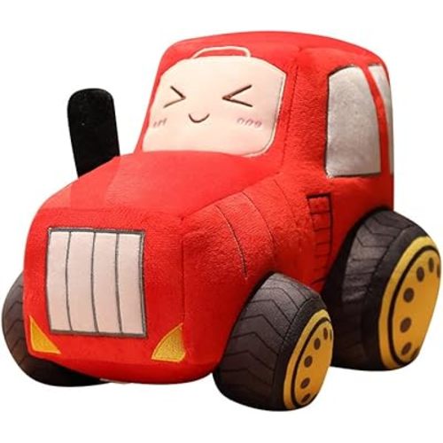 3D Tractor Throw Pillow - Hugging Tractor Plush Stuffed Animal Toy for Kids or Lovers on Valentine's Day, Christmas, or Birthday (Red Tractor)