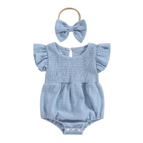Muslin Ruched Onesie and Bow – The Ollie Bee