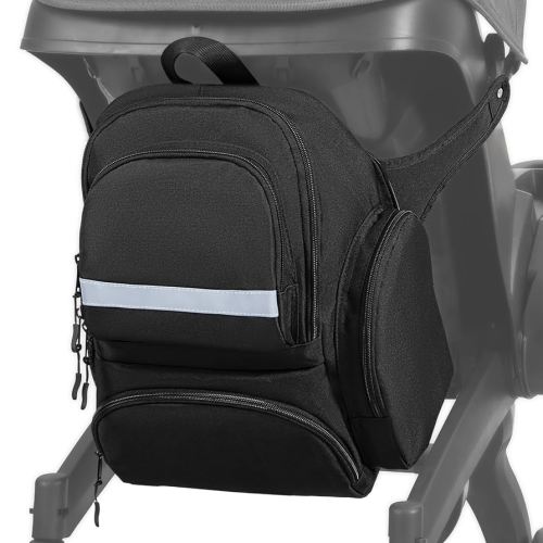 Baby Stroller Organizers Bag Compatible with Doona Infant Car Seat Baby Diaper Backpack, 2 Wings on the Sides Detachable Shoulder Strap, Black