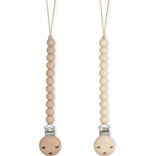 Comfy Cubs Pacifier Clips 2 Pack - 100% Food Grade Silicone Baby Pacifier Clips, BPA & PVC Free - CPSIA Certified, Lightweight and Flexible Baby Gifts - Beige & Light Beige