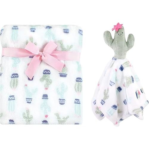 Hudson Baby Unisex Baby Plush Blanket with Security Blanket, Cactus, One Size