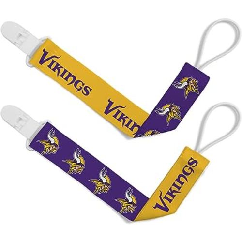 BabyFanatic Officially Licensed Unisex Pacifier Clip 2-Pack - NFL Minnesota Vikings - Officially Licensed Baby Apparel