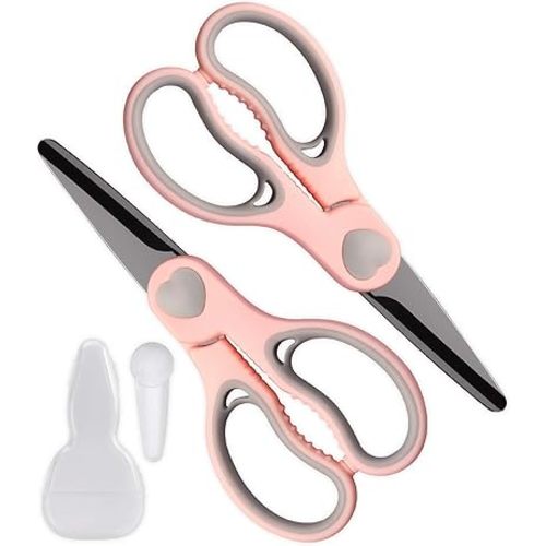 Ceramic Scissors for Baby Food by WELLSTAR, Black Blade Safety Healthy BPA Free Portable Toddler Shears with Protective Cover and Travel Case, 2 Pack