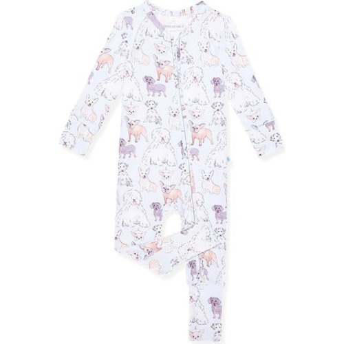 Gatsby Pup Print Fitted Convertible Footie Pajamas