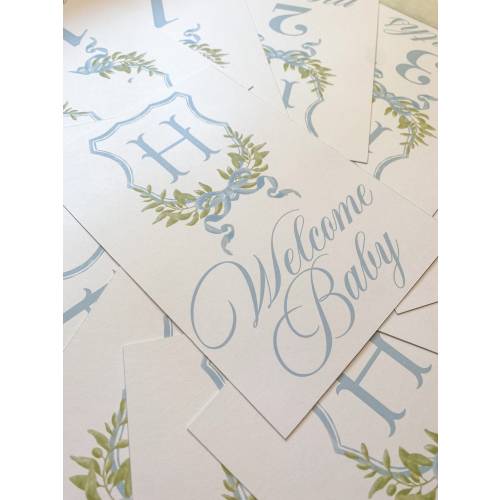 Watercolor Monogram Crest Baby Milestone Cards | Baby Shower Gift | Month Cards | Milestone | Baby Boy | Wreath Monogram Crest | Bow
