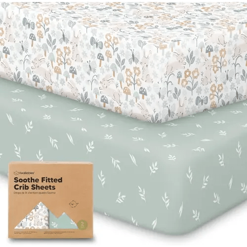 KeaBabies 2-Pack Organic Crib Sheets for Boys, Girls - 52x28 Fitted Crib Mattress Sheet Neutral, Breathable Jersey Cotton Cover for Baby Bed, Toddler Mattress, Soft & Cute Prints (Prairie)