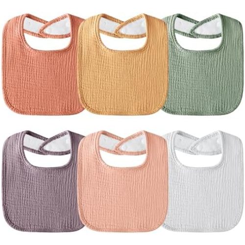 Muslin Baby Bibs 6-Pack Baby Drool Bandana Bibs for Baby Girls Boys Infant Newborn Toddler Drooling and Teething