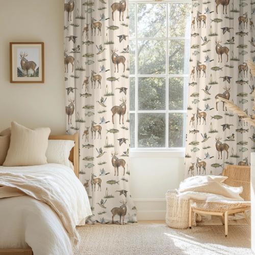 Hunting Nursery Curtain Cabin Decor 2 pc Window Treatment Country Bedroom Boy Hunting Fishing Nursery Mallard Duck Drapery Mens Office Decor