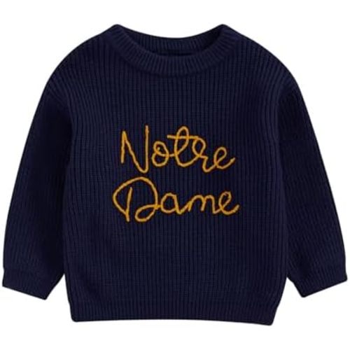 Baby Boy Girl Football Outfit Toddler Notre Dame Sweater Rugby Cable Knit Sweatshirt Knitwear Fall Pullover Top