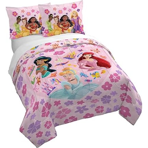 Jay Franco Duvet Cover Set – 3 Piece Comforter Cover and Sham Set, Super Soft Cozy Kids Bedding (Insert Not Included) Pink - Princess, Queen