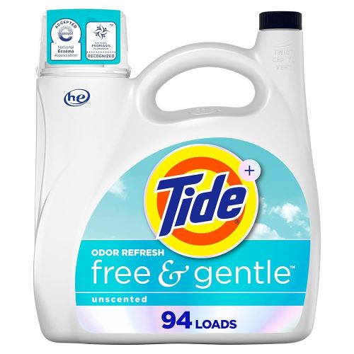Tide Free and Gentle Odor Refresh Laundry Detergent Liquid, 94 Count, 132 fl oz, Hypoallergenic Laundry Detergent