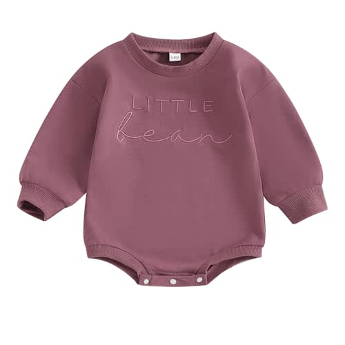 VISGOGO Newborn Baby Girl Boy Bubble Romper 3 6 9 12 18M Onesie Sweatshirt Long Sleeve Oversized Fall One-Piece Bodysuit