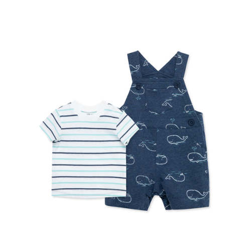 Whale Cotton Knit Shortall Set (3M-12M) - Little Me