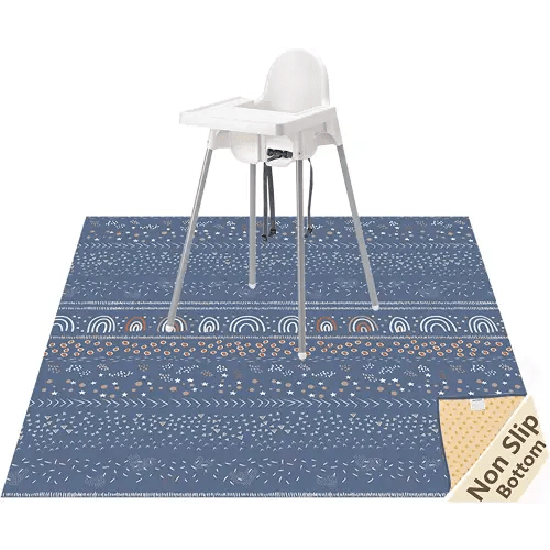 Splat Mat for Under High Chair/Arts/Crafts, WOMUMON 51" Waterproof Spill Mat Washable Non-Slip Floor Protector Splash Mat, Messy Mat and Table Cloth