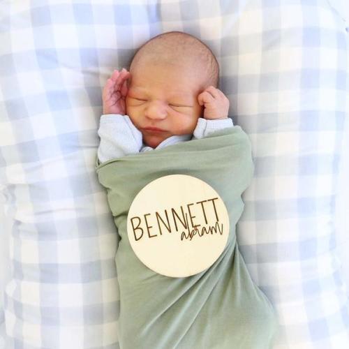 Personalized Baby Name Wood Announcement for Hospital in Block | Caden Lane