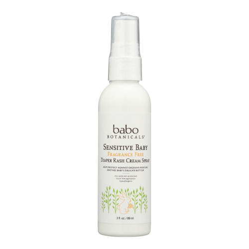 Babo Botanicals Sensitive Baby, Diaper Rash Cream Spray, Fragrance Free, 3 fl oz (89 ml)