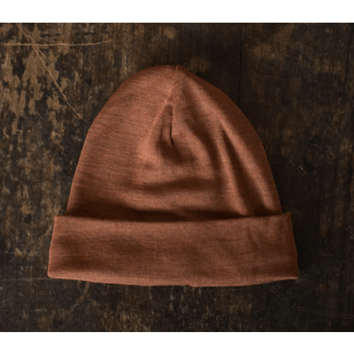 Rook Baby Beanie - Merino Wool & Silk - Deep Rust