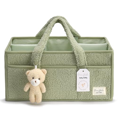 PeraBella Baby Diaper Caddy Organizer for Changing Table, Baby Storage Basket for Diapers and Baby Wipes, Gift for Baby Shower, Car Caddy Organizer, Nursery Diaper Organizer, Portable Diaper Storage