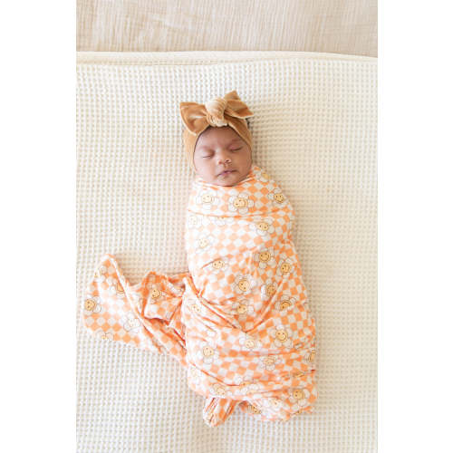 ORANGE SMILEY CHECKER | SWADDLE