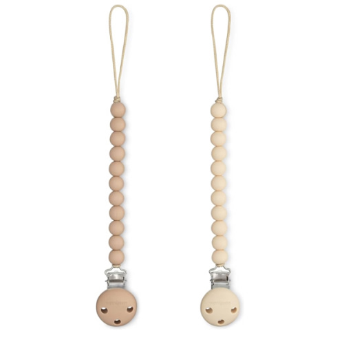 Comfy Cubs Pacifier Clips 2 Pack - 100% Food Grade Silicone Baby Pacifier Clips, BPA & PVC Free - CPSIA Certified, Lightweight and Flexible Baby Gifts - Beige & Light Beige