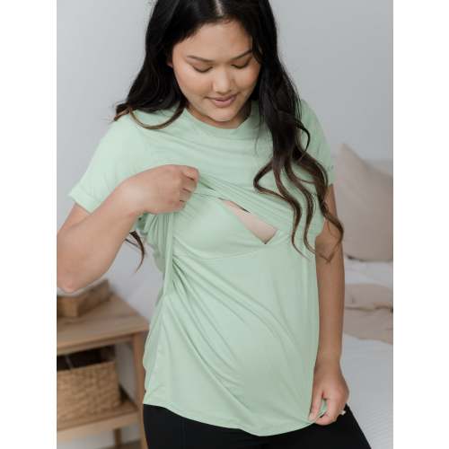 Everyday Asymmetrical Nursing T-shirt | Soft Mint