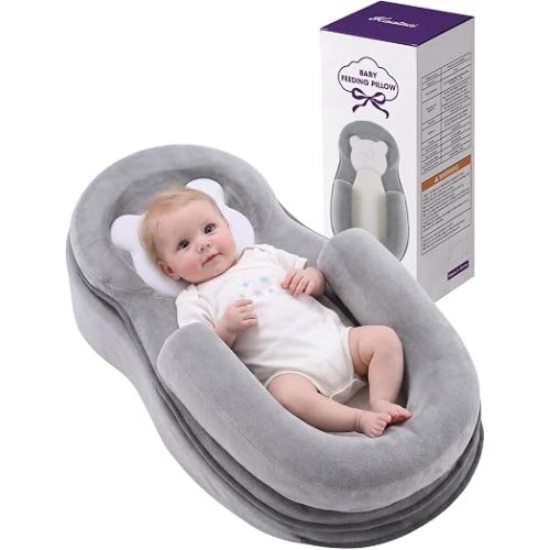 Baby Nursing Pillow for Mom, Oversized Feeding Pillow with Detachable Adjustable Design, Breastfeeding Pillow with Breathable Fabric, Firm Foam Support and Secure Base