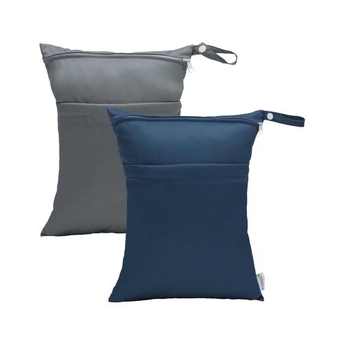 ALVABABY Wet Dry Bags with Two Zippered 2pcs Travel Beach Pool Daycare Soiled Baby Reusable Waterproof Yoga Gym Bag for Cloth Diaper Swimsuits Wet Clothes Sets 2LM17-CA