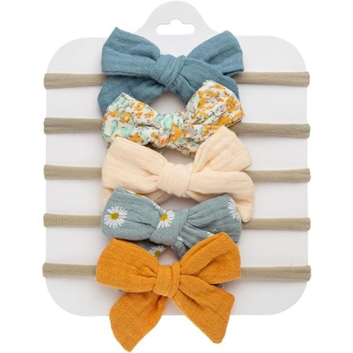 KIDOCHEESE Baby Bows and Headbands Nylon Hair Bows Stretchy Baby Hairbands Hair Accessories for Newborn Babies Infant Toddlers Kids