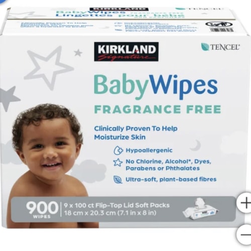 Kirkland Signature Baby Wipes, Fragrance Free, 9 Packs of 100