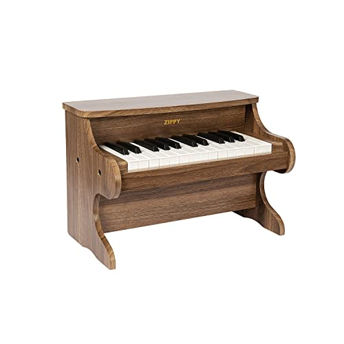 ZIPPY Kids Piano Keyboard, 25 Keys Digital Piano for Kids, Mini Music Educational Instrument Toy, Wood Toy for Toddlers Girls Boys (Walnut)