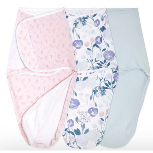 aden + anais flowers bloom baby cotton easy swaddle size 0-3 months