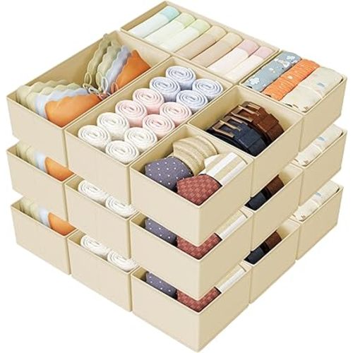 DIMJ Drawer Organizer Clothes Storage - 18 Pack Baby Dresser Organizer for Nursery, Foldable Drawer Dividers for Bedroom Closet Organization, Fabric Storage Bins for Socks, Underwears, Bras