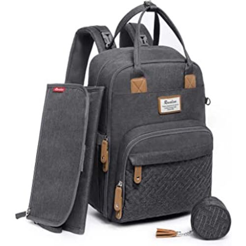 RUVALINO Diaper Bag Backpack, Neutral All-in-One Baby Bags for Boy Girl, Multifunction Large Travel Backpack (Dark Gray)
