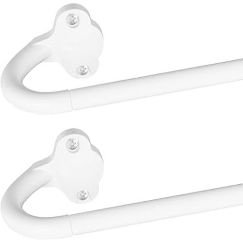 2 Pack Wrap Around Curtain Rods,White Curtain Rods 28 to 48 Inch,5/8 Inch Adjustable Blackout Curtain Rod Set with Bracket,Room Darkening Window Rod,Metal Hidden Curved Drapery Rods 28-48",White