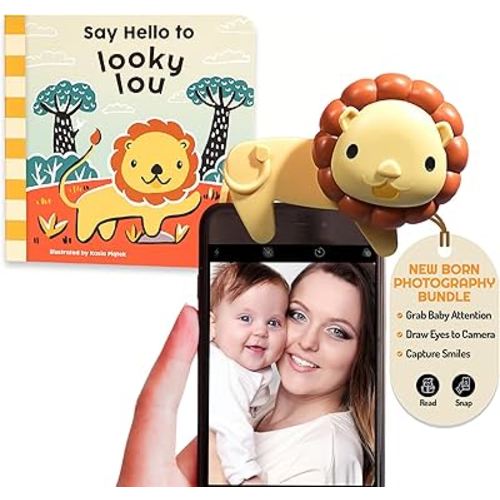 Bundle - Lion Rattle Phone Clip & Hello Lou Storybook Set