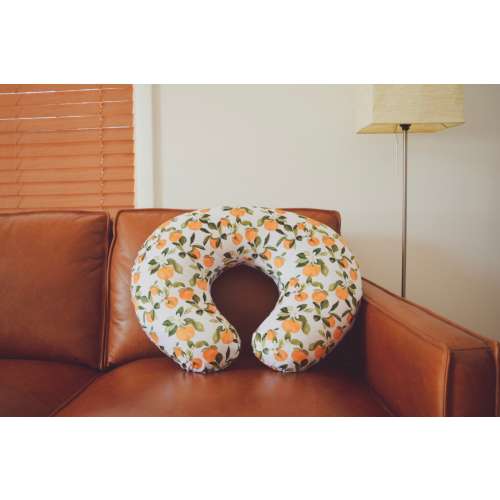 nursing pillow cover : orange blossoms, orange nursing pillow cover, breastfeeding pillow slipcover floral, vintage nursing pillow cover