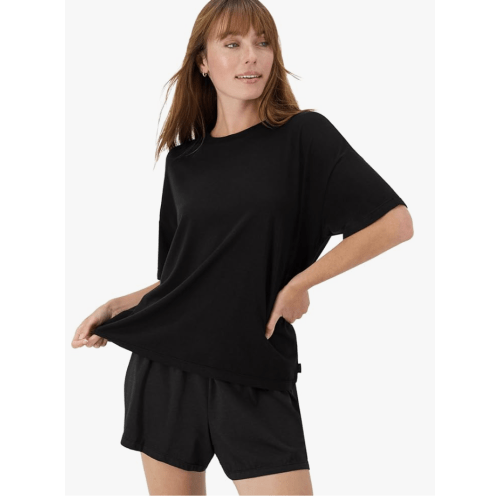 Hanes Women's Originals 2 Piece Lounge, Comfywear Supersoft Boxy T-Shirt & Sleep Shorts Loungewear Set