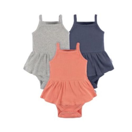 Baby Girls 3-Pack Sleeveless Skirted Onesies Bodysuits, Antique White, 3-6M