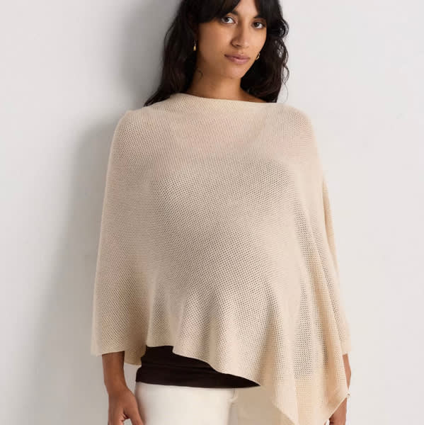 Lightweight Cotton Cashmere Nursing Shawl in Heather Oatmeal