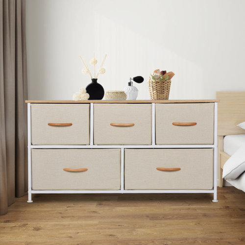 Ebern Designs 5-Drawer Double Dresser – 40" Wide, Stylish & Functional Storage Organizer For Bedroom | Wayfair