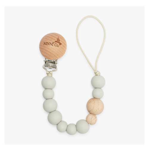 Ninni Co. Mist Gray Pacifier Clip