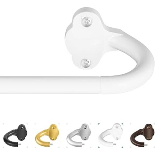 Wrap Around Curtain Rods,White Curtain Rods 28 to 48 Inch,5/8 Inch Adjustable Blackout Curtain Rod Set with Bracket,Room Darkening Single Window Rod,Metal Hidden Curved Drapery Rods 28-48",White