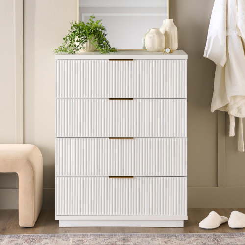 Better Homes & Gardens Lillian Fluted 4-Drawer Dresser, White Finish