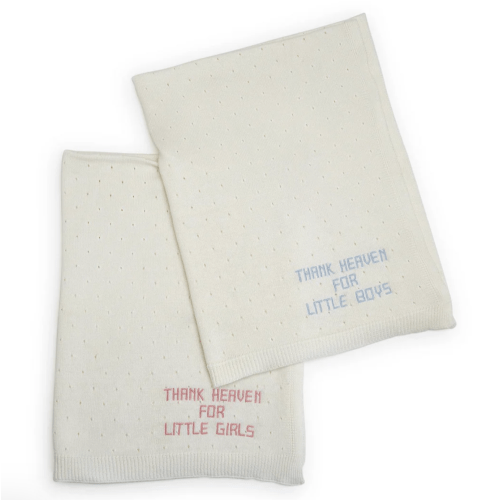Thank Heaven For Little Boys Embroidered Knit Blanket