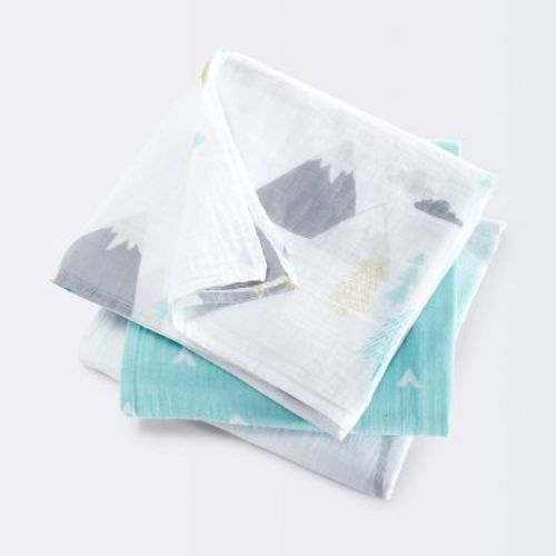 Muslin Swaddle Blankets Adventure Awaits 3pk - Cloud Island™ Light Blue