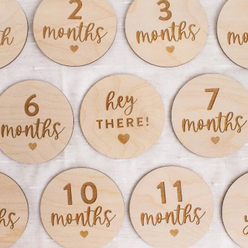 Baby Wooden Hearts Milestone Cards