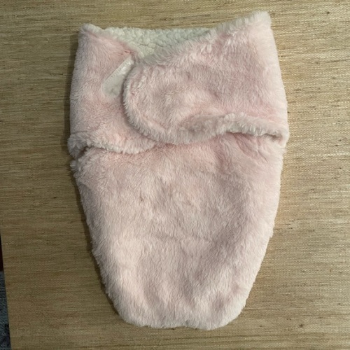 Pink Sherpa Plush Furry Sleep Sack Swaddle Wrap Velcro