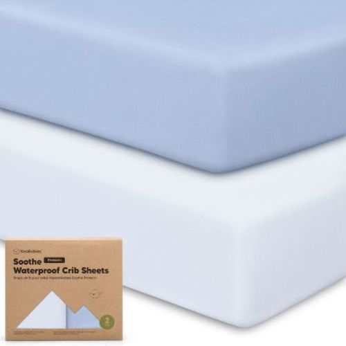 KeaBabies 2pk Soothe Waterproof Fitted Crib Sheets for Girl, Boy, 100% Organic Soft Cotton Crib Mattress Protector Sheet