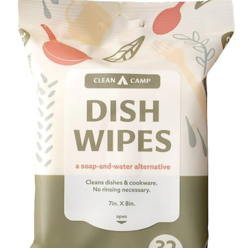 Dish Wipes | 100% Biodegradable Pre-Moistened Food-Safe Camp Kitchen Wipes | A Soap-and-Water Alternative