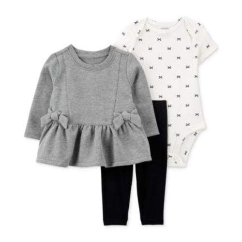 Baby Girls Little Cardigan Pullover Top, Bodysuit & Leggings, 3-Piece Set